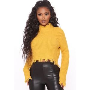 Fashion Nova Distressed Cropped Sweater